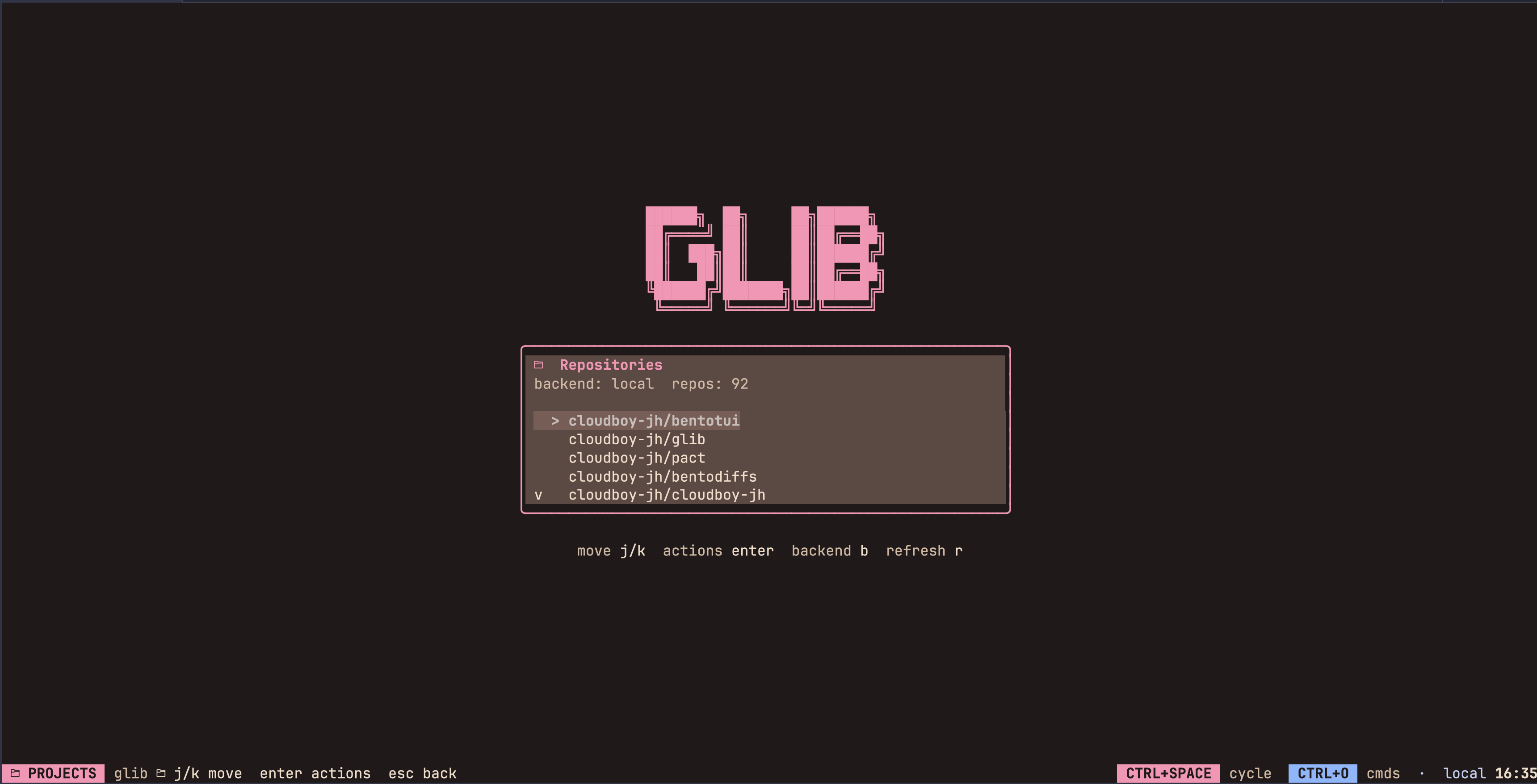 glib terminal UI